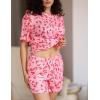 imageEkouaer Womens Waffle Knit Two Piece Lounge Set Soft Matching Outfits for Daily Wear Casual Shorts Set with PocketPink Leopard Print