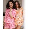 imageEkouaer Womens Waffle Knit Two Piece Lounge Set Soft Matching Outfits for Daily Wear Casual Shorts Set with PocketPink Leopard Print