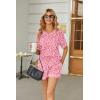 imageEkouaer Womens Waffle Knit Two Piece Lounge Set Soft Matching Outfits for Daily Wear Casual Shorts Set with PocketPink Leopard Print