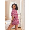imageEkouaer Womens Waffle Knit Two Piece Lounge Set Soft Matching Outfits for Daily Wear Casual Shorts Set with PocketRed Elk