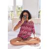 imageEkouaer Womens Waffle Knit Two Piece Lounge Set Soft Matching Outfits for Daily Wear Casual Shorts Set with PocketRed Elk