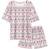 imageEkouaer Womens Waffle Knit Two Piece Lounge Set Soft Matching Outfits for Daily Wear Casual Shorts Set with PocketWhite Snow