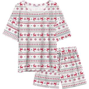 imageEkouaer Womens Waffle Knit Two Piece Lounge Set Soft Matching Outfits for Daily Wear Casual Shorts Set with PocketWhite Snow