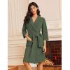 imageEkouaer Robes for Women Waffle Knit Bathrobe Lightweight Kimono Robe Knee Length Loungewear with PocketsGreen