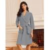 imageEkouaer Robes for Women Waffle Knit Bathrobe Lightweight Kimono Robe Knee Length Loungewear with PocketsGrey