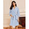 imageEkouaer Robes for Women Waffle Knit Bathrobe Lightweight Kimono Robe Knee Length Loungewear with PocketsLight Blue