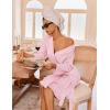 imageEkouaer Robes for Women Waffle Knit Bathrobe Lightweight Kimono Robe Knee Length Loungewear with PocketsPink
