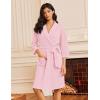 imageEkouaer Robes for Women Waffle Knit Bathrobe Lightweight Kimono Robe Knee Length Loungewear with PocketsPink