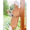 imageEkouaer Womens Plush Towel Wrap Soft Lightweight Shower Wrap Absorbent Spa Body Wrap Bath Robe with Velcro SLTaupe