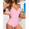 imageEkouaer One Piece Swimsuits Women Bathing Suit V Neck Swimwear Tummy Control Monokini Cross Backless Swimming SuitsLight Pink