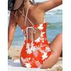 imageEkouaer One Piece Swimsuits Women Bathing Suit V Neck Swimwear Tummy Control Monokini Cross Backless Swimming SuitsOrange Floral