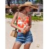 imageEkouaer One Piece Swimsuits Women Bathing Suit V Neck Swimwear Tummy Control Monokini Cross Backless Swimming SuitsOrange Floral