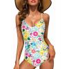 imageEkouaer One Piece Swimsuits Women Bathing Suit V Neck Swimwear Tummy Control Monokini Cross Backless Swimming SuitsMulti Floral