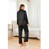 imageEkouaer Silk Pajamas for Women Long Sleeve Satin Pajama Set Striped Leopard Print Pj Sets Button Down Loungewear SleepwearBlack