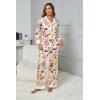 imageEkouaer Silk Pajamas for Women Long Sleeve Satin Pajama Set Striped Leopard Print Pj Sets Button Down Loungewear SleepwearChampagne Fruit and Puppy