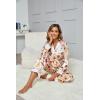 imageEkouaer Silk Pajamas for Women Long Sleeve Satin Pajama Set Striped Leopard Print Pj Sets Button Down Loungewear SleepwearChampagne Fruit and Puppy