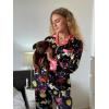 imageEkouaer Silk Pajamas for Women Long Sleeve Satin Pajama Set Striped Leopard Print Pj Sets Button Down Loungewear SleepwearConstellations and Mermaid