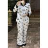 imageEkouaer Silk Pajamas for Women Long Sleeve Satin Pajama Set Striped Leopard Print Pj Sets Button Down Loungewear SleepwearCute Panda Print