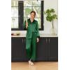 imageEkouaer Silk Pajamas for Women Long Sleeve Satin Pajama Set Striped Leopard Print Pj Sets Button Down Loungewear SleepwearDark Green
