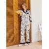 imageEkouaer Silk Pajamas for Women Long Sleeve Satin Pajama Set Striped Leopard Print Pj Sets Button Down Loungewear SleepwearLine Art Cat and Fishbone