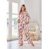 imageEkouaer Silk Pajamas for Women Long Sleeve Satin Pajama Set Striped Leopard Print Pj Sets Button Down Loungewear SleepwearPink Fruit Puppypineapplegrape and Banana