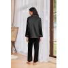 imageEkouaer Womens Pajama Sets Satin Silk Pjs Classic Button Down Sleepwear Soft Long Sleeve Lounge SetsBlack