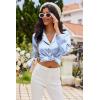 imageEkouaer Womens Pajama Sets Satin Silk Pjs Classic Button Down Sleepwear Soft Long Sleeve Lounge SetsBlue Striped
