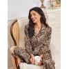 imageEkouaer Womens Pajama Sets Satin Silk Pjs Classic Button Down Sleepwear Soft Long Sleeve Lounge SetsBrown Leopard