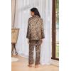 imageEkouaer Womens Pajama Sets Satin Silk Pjs Classic Button Down Sleepwear Soft Long Sleeve Lounge SetsBrown Leopard