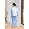 imageEkouaer Womens Pajama Sets Satin Silk Pjs Classic Button Down Sleepwear Soft Long Sleeve Lounge SetsClear Blue