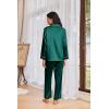 imageEkouaer Womens Pajama Sets Satin Silk Pjs Classic Button Down Sleepwear Soft Long Sleeve Lounge SetsDeep Green