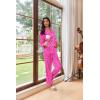 imageEkouaer Womens Pajama Sets Satin Silk Pjs Classic Button Down Sleepwear Soft Long Sleeve Lounge SetsHot Pink Leopard