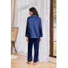 imageEkouaer Womens Pajama Sets Satin Silk Pjs Classic Button Down Sleepwear Soft Long Sleeve Lounge SetsNavy Blue