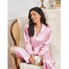 imageEkouaer Womens Pajama Sets Satin Silk Pjs Classic Button Down Sleepwear Soft Long Sleeve Lounge SetsPink