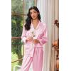 imageEkouaer Womens Pajama Sets Satin Silk Pjs Classic Button Down Sleepwear Soft Long Sleeve Lounge SetsPink
