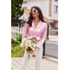imageEkouaer Womens Pajama Sets Satin Silk Pjs Classic Button Down Sleepwear Soft Long Sleeve Lounge SetsPink
