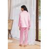 imageEkouaer Womens Pajama Sets Satin Silk Pjs Classic Button Down Sleepwear Soft Long Sleeve Lounge SetsPink