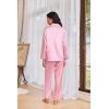imageEkouaer Womens Pajama Sets Satin Silk Pjs Classic Button Down Sleepwear Soft Long Sleeve Lounge SetsPink Striped