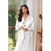 imageEkouaer Womens Pajama Sets Satin Silk Pjs Classic Button Down Sleepwear Soft Long Sleeve Lounge SetsWhite
