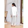imageEkouaer Womens Pajama Sets Satin Silk Pjs Classic Button Down Sleepwear Soft Long Sleeve Lounge SetsWhite