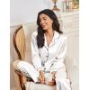 imageEkouaer Womens Pajama Sets Satin Silk Pjs Classic Button Down Sleepwear Soft Long Sleeve Lounge SetsWhite