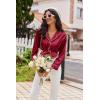 imageEkouaer Womens Pajama Sets Satin Silk Pjs Classic Button Down Sleepwear Soft Long Sleeve Lounge SetsWine Red