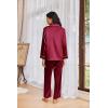 imageEkouaer Womens Pajama Sets Satin Silk Pjs Classic Button Down Sleepwear Soft Long Sleeve Lounge SetsWine Red