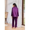 imageEkouaer Womens Pajama Sets Satin Silk Pjs Classic Button Down Sleepwear Soft Long Sleeve Lounge SetsWineberry