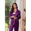 imageEkouaer Womens Pajama Sets Satin Silk Pjs Classic Button Down Sleepwear Soft Long Sleeve Lounge SetsWineberry