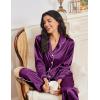 imageEkouaer Womens Pajama Sets Satin Silk Pjs Classic Button Down Sleepwear Soft Long Sleeve Lounge SetsWineberry