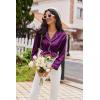 imageEkouaer Womens Pajama Sets Satin Silk Pjs Classic Button Down Sleepwear Soft Long Sleeve Lounge SetsWineberry