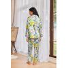 imageEkouaer Womens Pajama Sets Satin Silk Pjs Classic Button Down Sleepwear Soft Long Sleeve Lounge SetsYellow Chrysanthemum