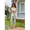 imageEkouaer Womens Pajama Sets Satin Silk Pjs Classic Button Down Sleepwear Soft Long Sleeve Lounge SetsYellow Chrysanthemum