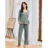 imageEkouaer Pajamas for Women Set Long Sleeve 2 Piece Lounge Sets V Neck Matching Pjs Soft Sleepwear Fall Winter SXXLArmy Green
